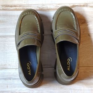 ALDO Women's Olive Green Patent Loafers